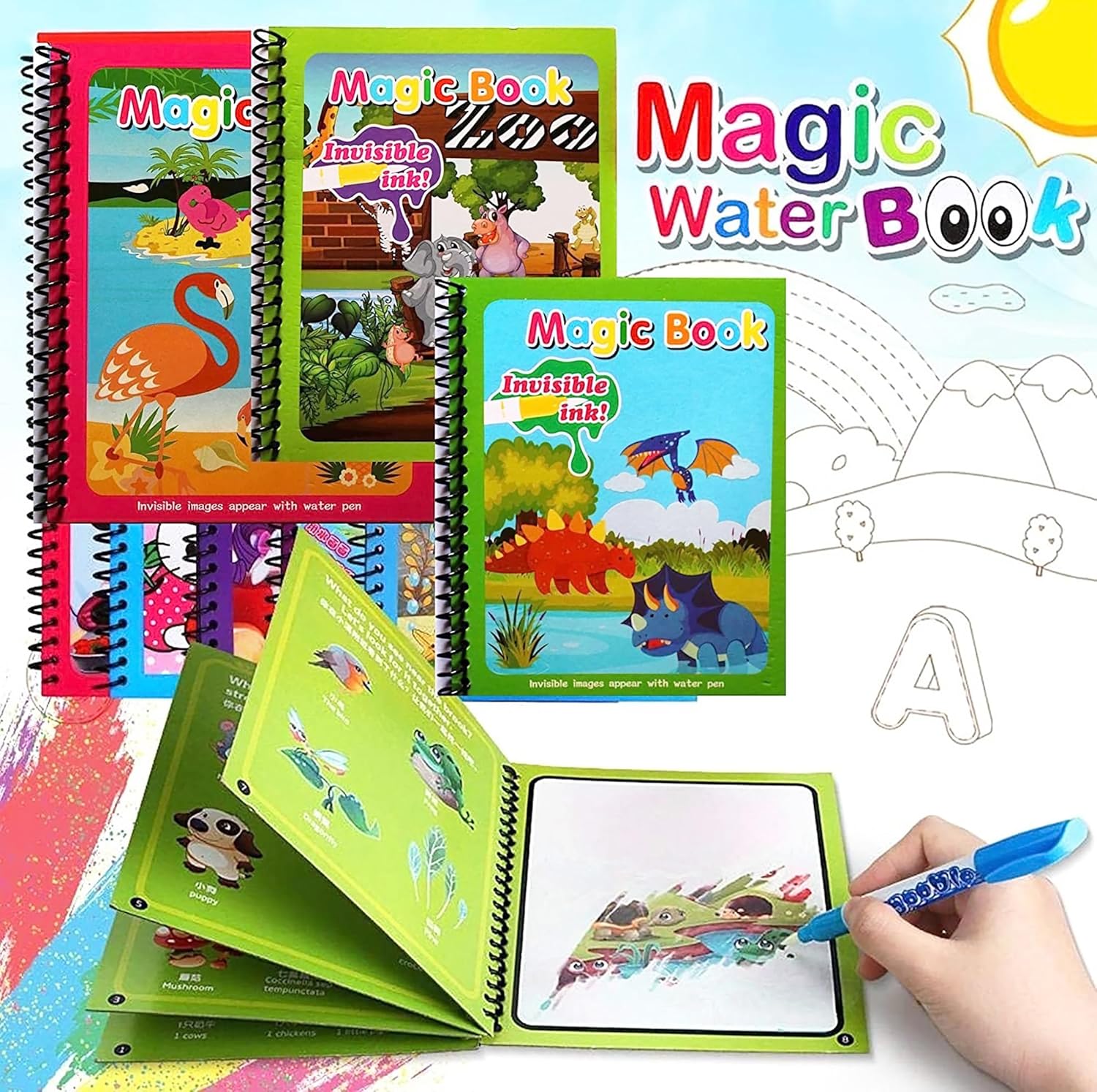 Pik A Boo 2 Water Magic Book Set Writing And Coloring - Activity Book