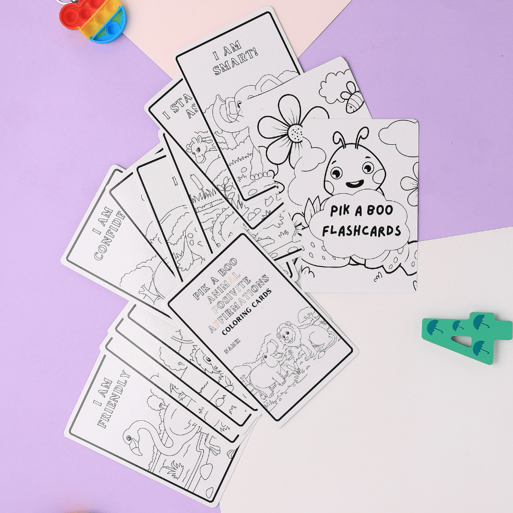 Pik A Boo Animal Affirmation Flashcards – Write & Wipe Learning Fun for Kids - pab016086