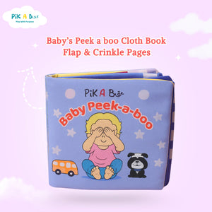 Pik A Boo Baby’s Cloth Book – Interactive Flap & Crinkle Pages for Infants - Cloth Book