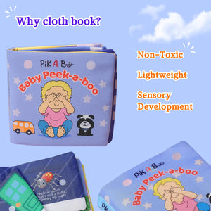 Pik A Boo Baby’s Cloth Book – Interactive Flap & Crinkle Pages for Infants - Cloth Book