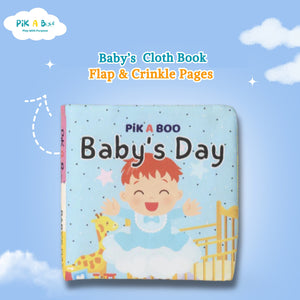 PiK A BOO Baby’s Day Cloth Book, Daily Routine For Calm Days - Cloth Book