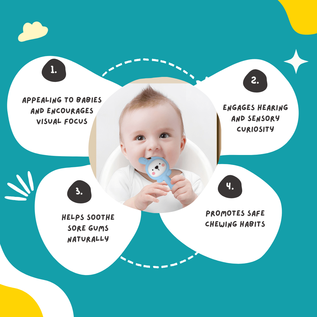 Pik A Boo Bunny Silicone Teether Rattle – Soft & Safe for Babies - PTYR13C3123679
