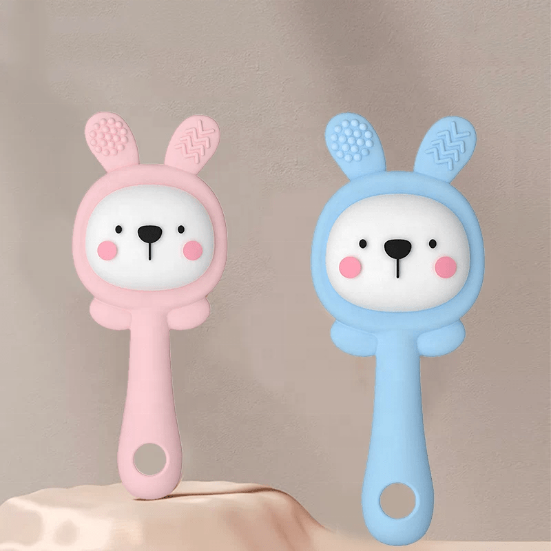 Pik A Boo Bunny Silicone Teether Rattle – Soft & Safe for Babies - PTYR13C3123679