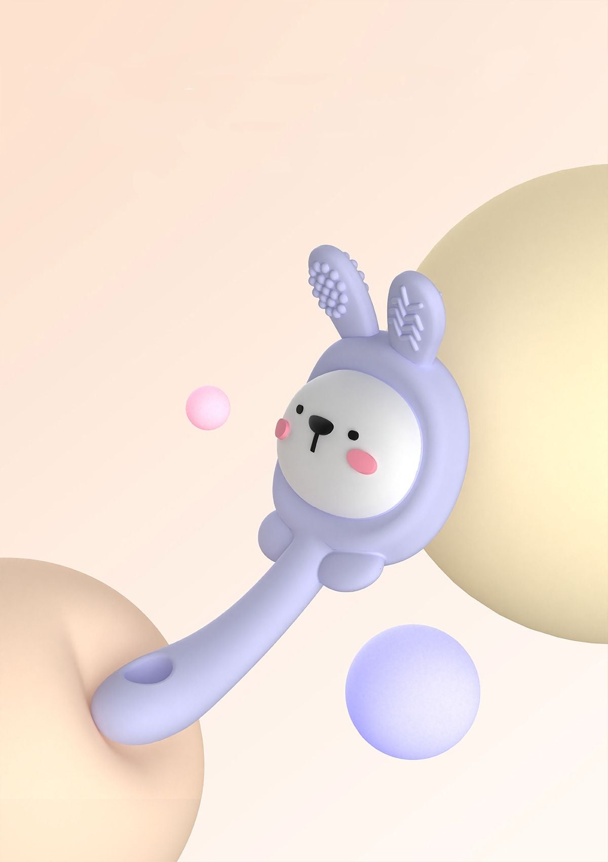 Pik A Boo Bunny Silicone Teether Rattle – Soft & Safe for Babies - PTYR13C3123679