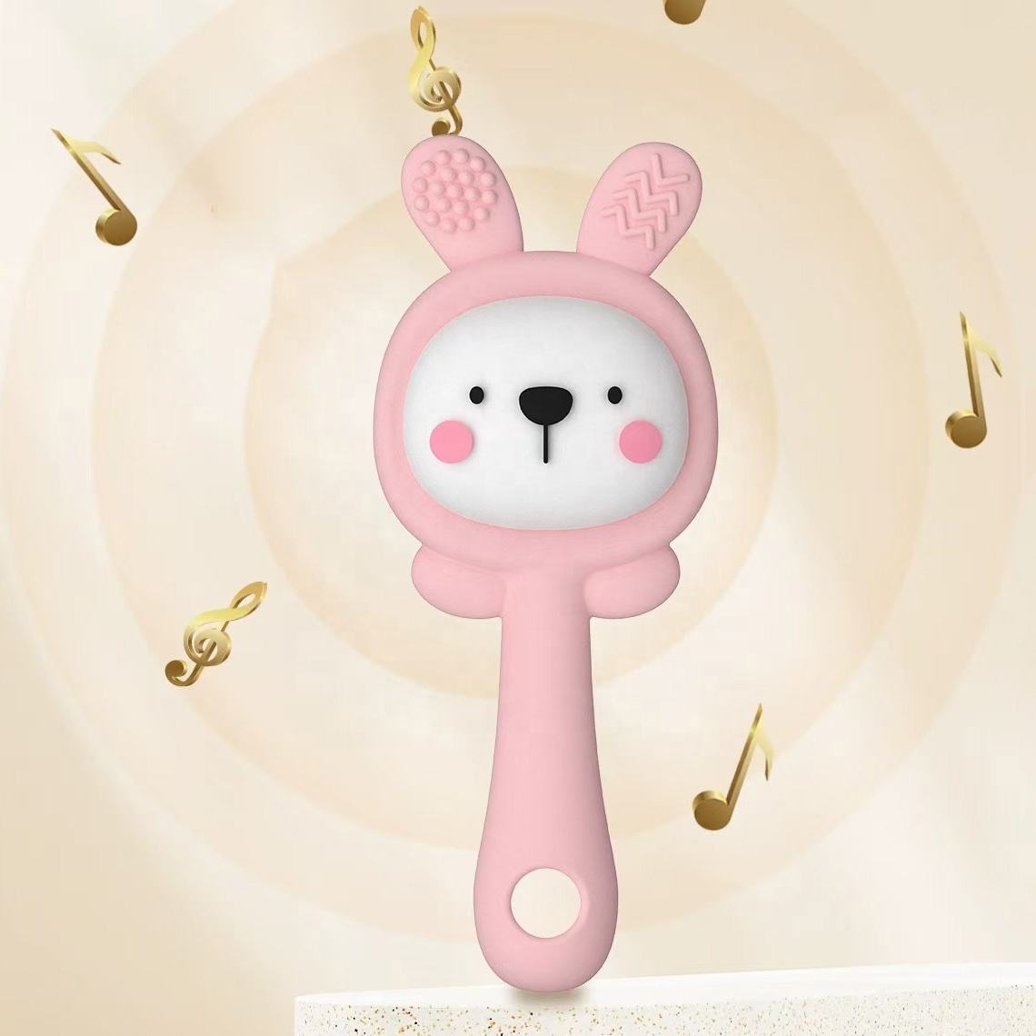 Pik A Boo Bunny Silicone Teether Rattle – Soft & Safe for Babies - PTYR13C3123679