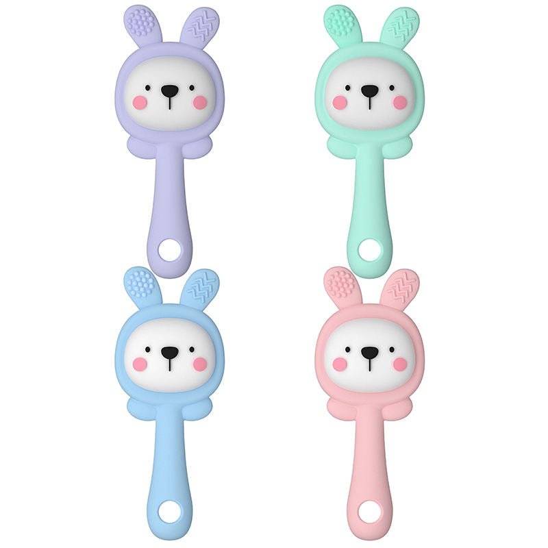 Pik A Boo Bunny Silicone Teether Rattle – Soft & Safe for Babies - PTYR13C3123679
