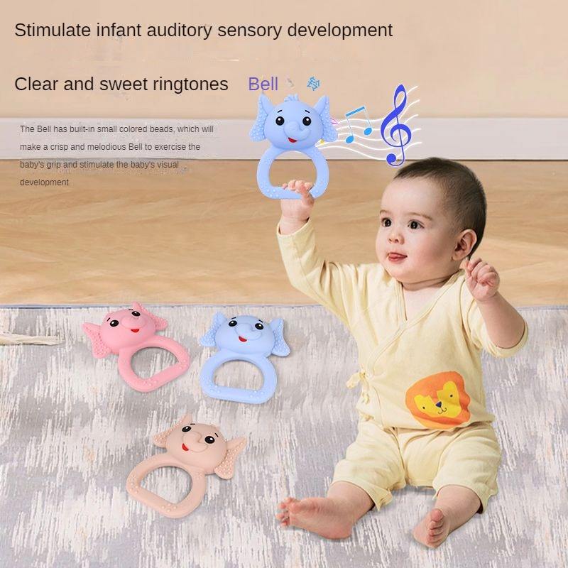 Pik A Boo Elephant Silicone Teether Rattle – Soft & Safe for Babies 3M+ - PTYR13C2123683