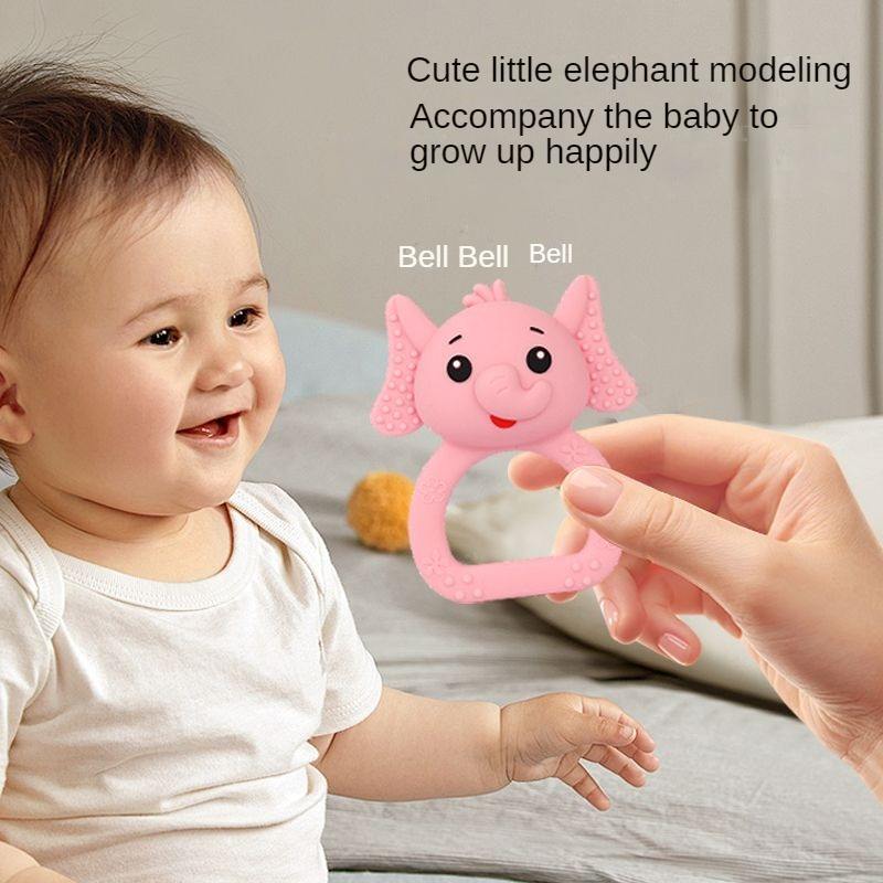 Pik A Boo Elephant Silicone Teether Rattle – Soft & Safe for Babies 3M+ - PTYR13C2123683