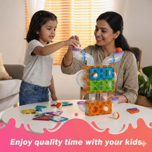 Pik A Boo Genius 75 Pc Magnetic Tiles Rolling Ball Set - 25 Magnetic Toys