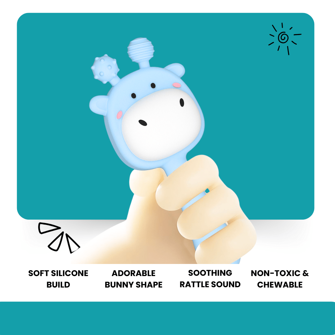 Pik A Boo Giraffe Silicone Rattle Teether Toy – Soft & Safe for 3–12 Months - PTYR13C3123676