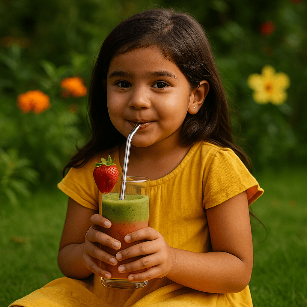 Pik A Boo Metal Straw Set With 4 Bent And 4 Straight - Reusable Straw