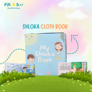 Pik A Boo Shloka Cloth Book – With ॐ Box & Crinkle Page For Kids - Cloth Book