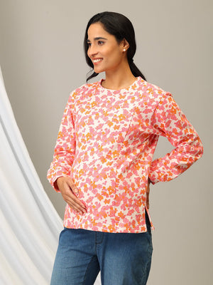 Pink - A - Rine Dream Maternity and Nursing Sweatshirt - MNSWT - SD - PNARN - S