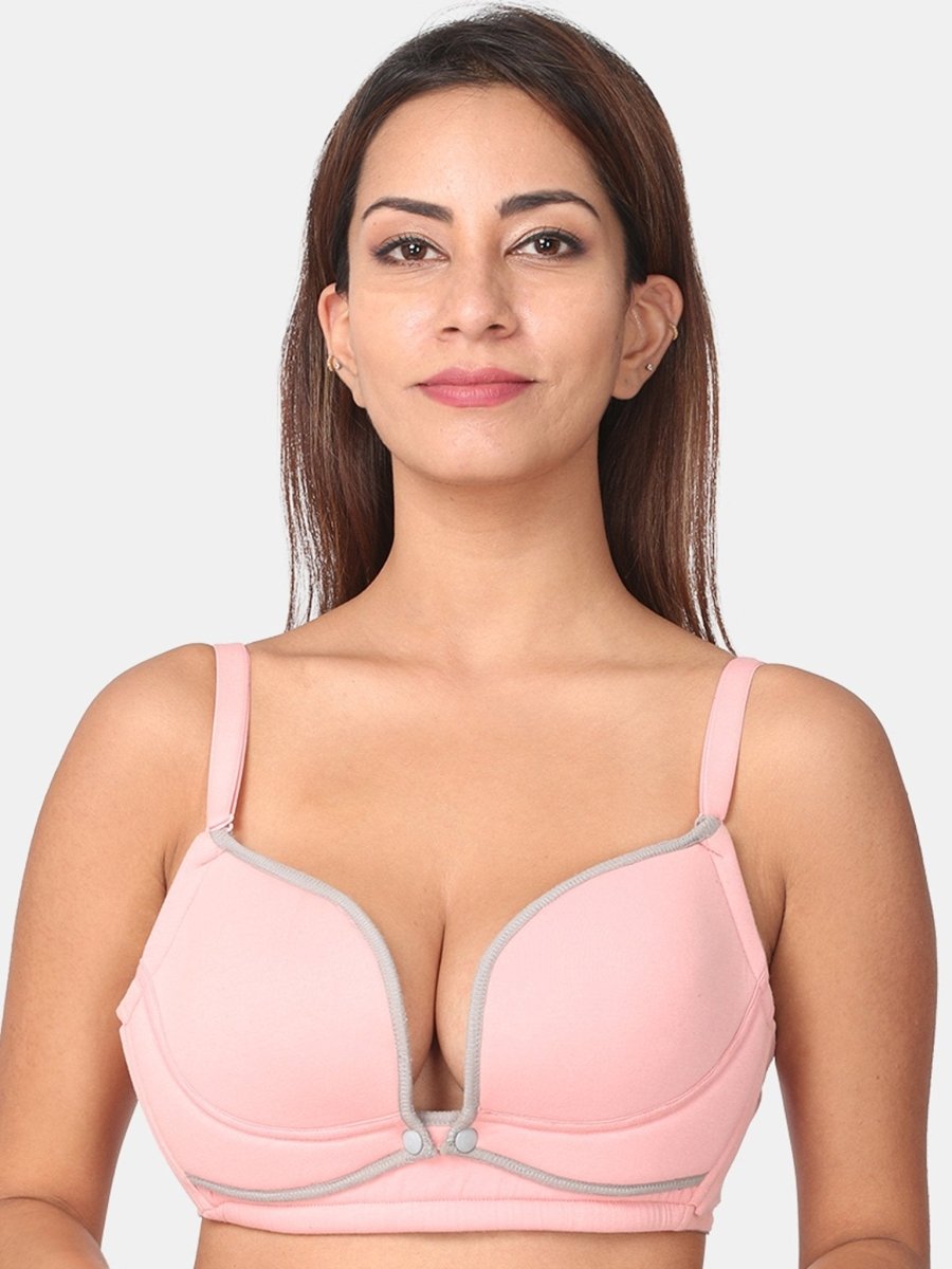 Pink and Grey Front Open Nursing Bra - MBFTOP-PNK-S