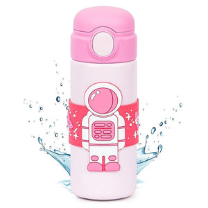 Pink Band Astronaut, Stainless Steel Kids Water Bottle, 500 ml - Little Surprise BoxPink Band Astronaut, Stainless Steel Kids Water Bottle, 500 ml