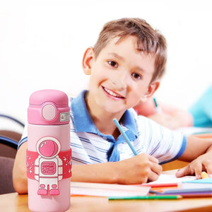 Pink Band Astronaut, Stainless Steel Kids Water Bottle, 500 ml - Little Surprise BoxPink Band Astronaut, Stainless Steel Kids Water Bottle, 500 ml