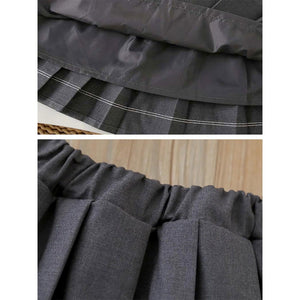 Pink - Blue Cardigan and Grey Pleated Skirt Winterwear 2Pcs set for Girls - 2 - 3 Years Kids Clothing