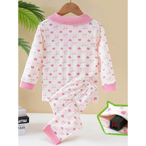 Pink Bow Cherry soft Cotton Kids Nightsuit - 2 - 3 Years Nightsuits