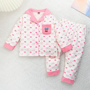 Pink Bow Cherry soft Cotton Kids Nightsuit - 2 - 3 Years Nightsuits