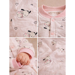 Pink bunny and Hearts Full Sleeves Jumpsuit Romper for Tiny Toddlers - 6 - 12 Months Kids Clothing