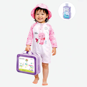 Pink Bunny, Toddlers & Kids Swimwear with matching Hat, Free Wash Bag & Free Swim Detergent - 3 - 4 Years Swim