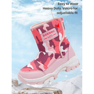 Pink Camouflage Waterproof Winter Snow Boots for Kids with Metal Cleats for Minus Degree Icy Terrains - 29 EUR Winter Wear