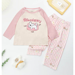 Pink Checks Puppy soft Cotton Kids Nightsuit - 2 - 3 Years Nightsuits