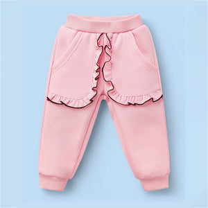 Pink Crochet Floral Frill Fleece winter Tracksuit Set for Kids - 2 - 3 Years Kids Clothing