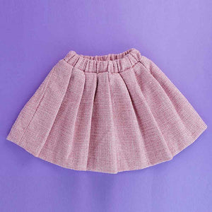 Pink Dual Bow Tweed style 2 pcs, Skirt and Top Winterwear set for Girls. - 3 - 4 Years Kids Clothing