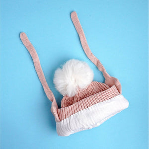 Pink Embroidered Rainbow Knitted Woolen Winter Cap/ Beanie for Kids, 3 - 10 Years - 3 - 10 Years Winter Wear