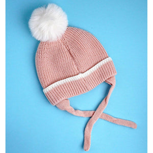 Pink Embroidered Rainbow Knitted Woolen Winter Cap/ Beanie for Kids, 3 - 10 Years - 3 - 10 Years Winter Wear