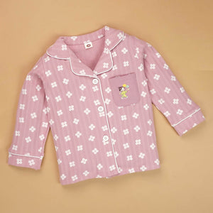 Pink Flowers print soft Cotton Kids Nightsuit - 1 - 2 Years Nightsuits