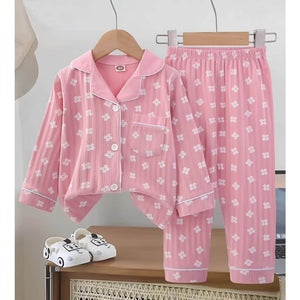 Pink Flowers print soft Cotton Kids Nightsuit - 1 - 2 Years Nightsuits