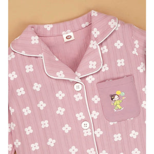 Pink Flowers print soft Cotton Kids Nightsuit - 1 - 2 Years Nightsuits