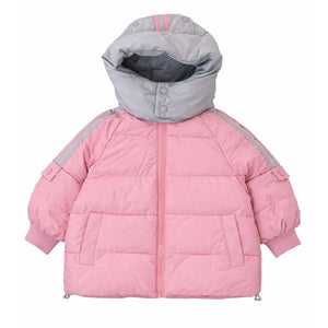 Pink & Grey Quilted Puffer Hooded Winter Jacket for Kids - 4 - 5 Years Winter Wear