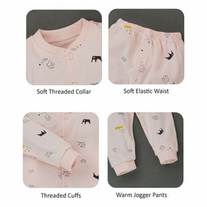 Pink Happy Baby Full sleeves tops & pants set Unisex Kids Wear - 6 - 9 months Kids Clothing