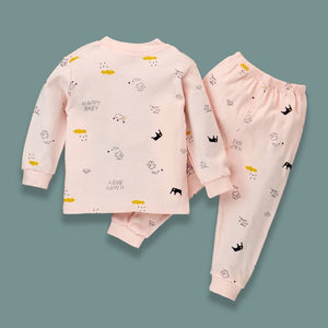 Pink Happy Baby Full sleeves tops & pants set Unisex Kids Wear - 6 - 9 months Kids Clothing