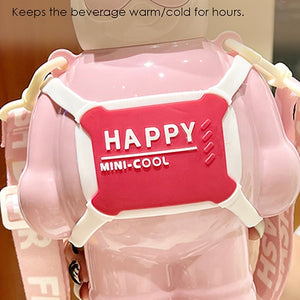 Pink Happy Ted Stainless Steel water Bottle for Kids, 450ml - Little Surprise BoxPink Happy Ted Stainless Steel water Bottle for Kids, 450ml
