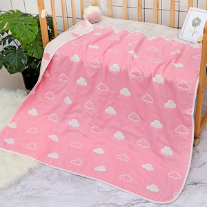 Pink Hearts Designed Organic Muslin Blanket, Bib and Napkin Matching Set - Bedding