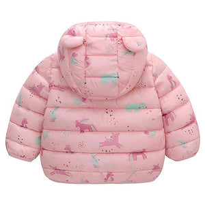 Pink Hoodie Style Dino theme Winter Jacket/ Warmer for Toddlers & Kids - Little Surprise BoxPink Hoodie Style Dino theme Winter Jacket/ Warmer for Toddlers & Kids