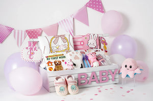 Pink Hues baby girl hamper gift set for newborn baby shower
