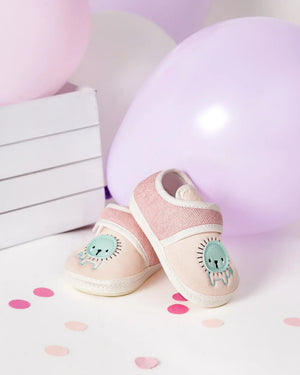 Baby girl gift set with bib shoes rattle and plush toy