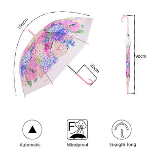 Pink Hydrangea Bunch Floral Print Translucent All-season Umbrella for kids & Adults - Little Surprise BoxPink Hydrangea Bunch Floral Print Translucent All-season Umbrella for kids & Adults