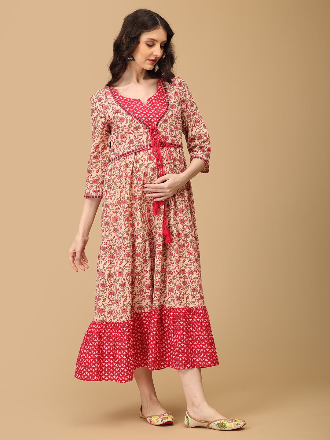Pink Kamalini Maternity and Nursing Maxi Kurti Dress - MEW - JC - PNKM - S
