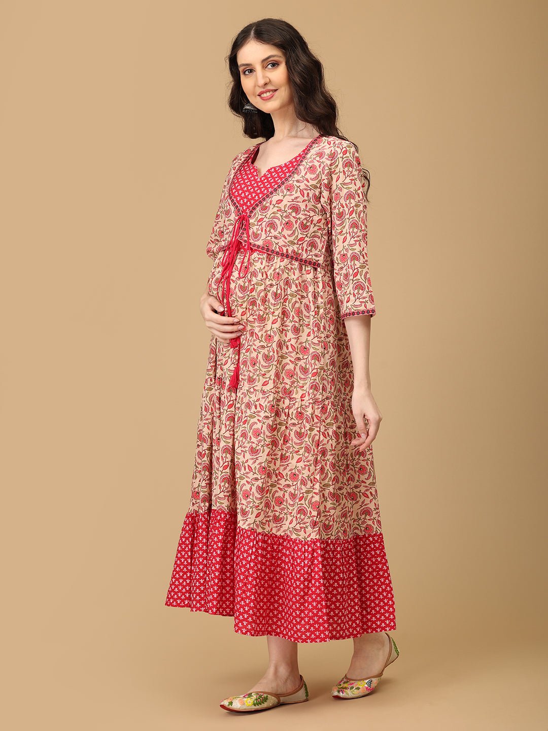 Pink Kamalini Maternity and Nursing Maxi Kurti Dress - MEW - JC - PNKM - S