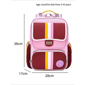 Pink & Maroon 3 stripes Ergonomic School Backpack for Kids. - Back To School