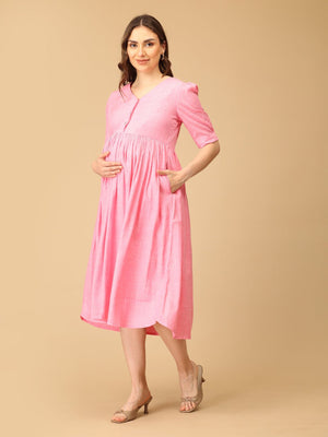Pink Me Up Maternity and Nursing Dress - DRS - SK - PNKME - S