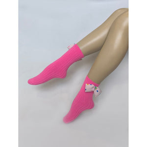 Pink Mini Hearts 3d Bow Socks for Kids - Little Surprise BoxPink Mini Hearts 3d Bow Socks for Kids