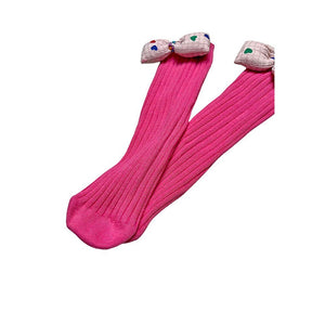 Pink Mini Hearts 3d Bow Socks for Kids - Little Surprise BoxPink Mini Hearts 3d Bow Socks for Kids
