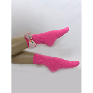 Pink Mini Hearts 3d Bow Socks for Kids - Little Surprise BoxPink Mini Hearts 3d Bow Socks for Kids